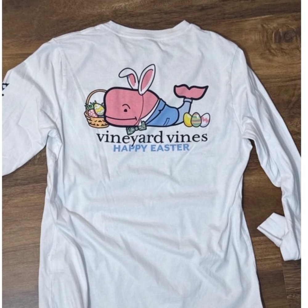 Vineyard Vines Kids Happy Easter Bunny Whale Long Sleeve Pocket Tee